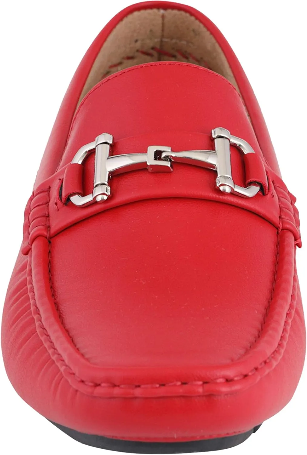 Amali Walken Men's Casual Slip-On Loafers, Driving Moccasin Shoes for Men with Silver Buckle, Available in Plush Microfiber and PU Leather