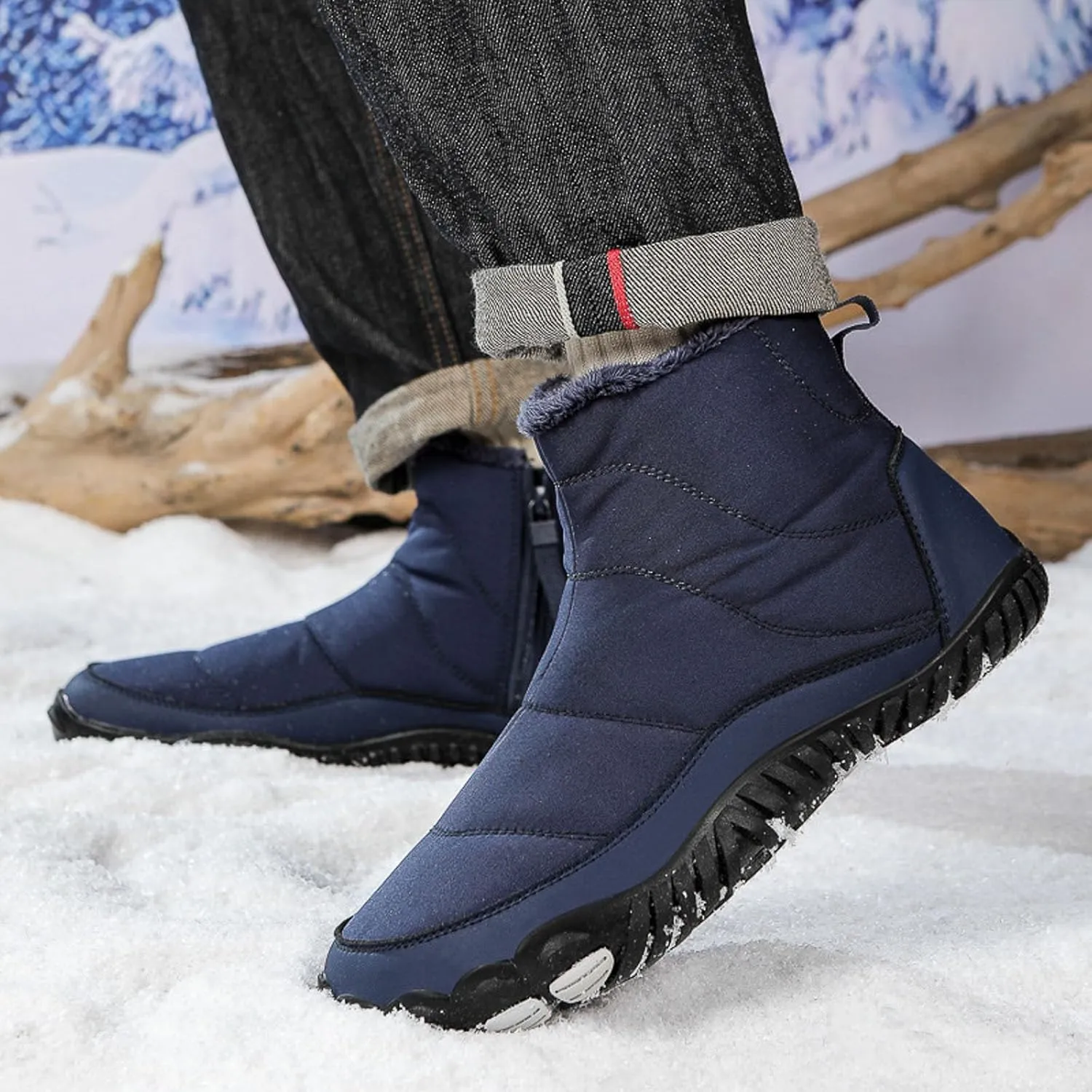 AMDBEL Snow Boots for Women Men Winter Footwear Barefoot Shoes Wide Toe Box Walking Snow Boots Warm Sneakers Shoes