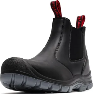 ANGRYRAM Steel Toe Slip on Work Boots for Men Waterproof Slip Resistant Fire Station Mechanic Boots Comfortable Construction Chelsea Safety Shoes