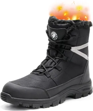 ANGRYRAM Winter Steel Toe Boots for Men - 9-Inch High Top Warm Comfortable Safety Boots with Puncture Proof, Non Slip, Indestructible Construction