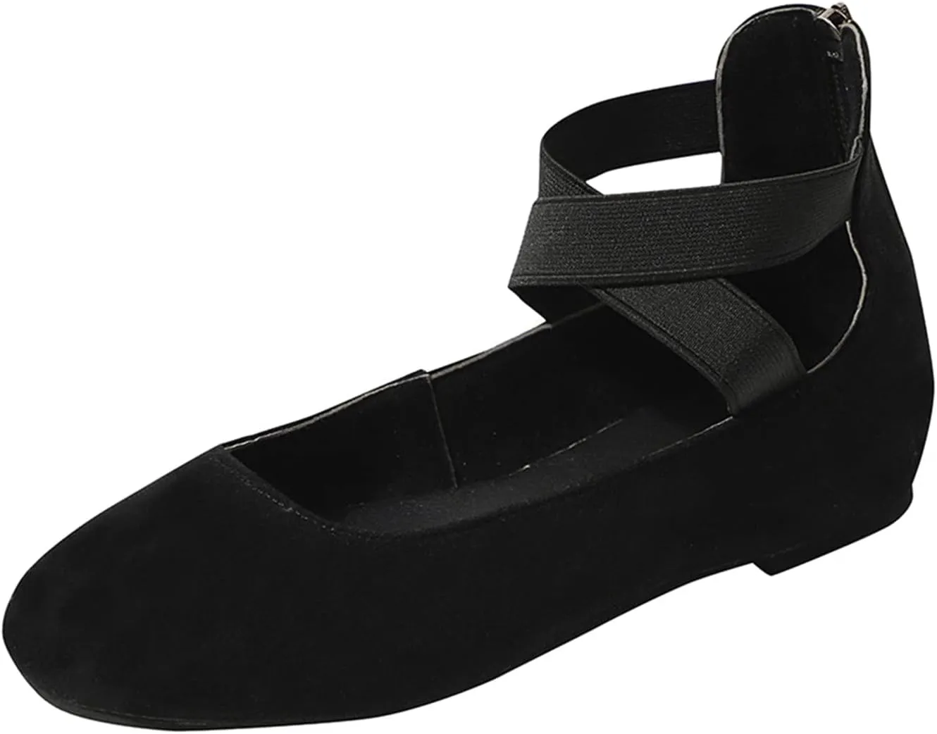 Aniywn Women's Criss Cross Strap Ballet Flat Shoes Elastic Ankle Strap Slip On Flats Shoes Casual Non Slip Walking Shoes