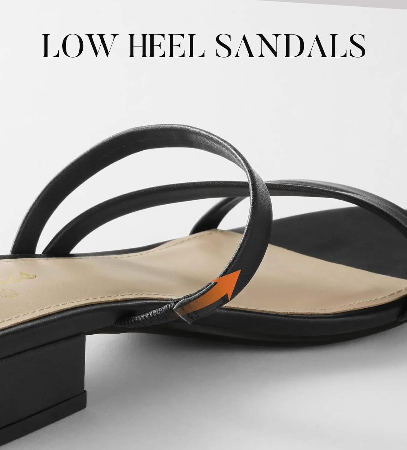 Ankis Black Nude White Strappy Heels Women 1 Inch Low Chunky Block Heel Heeled Sandals Square Open Toe Slip On Slides Mules