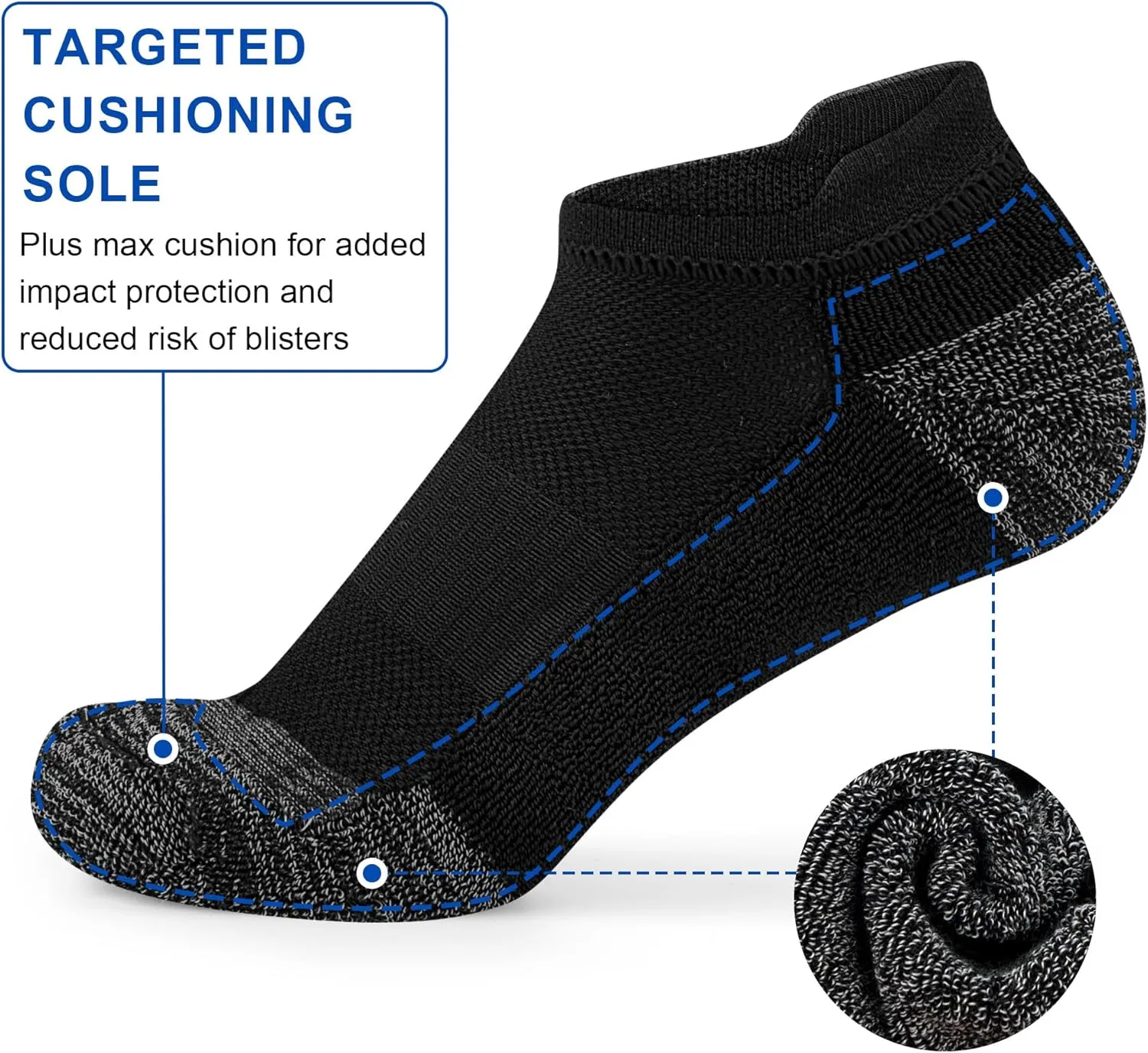 Ankle Socks Womens Athletic Running Comfort Cushioned 3/5/6Pairs