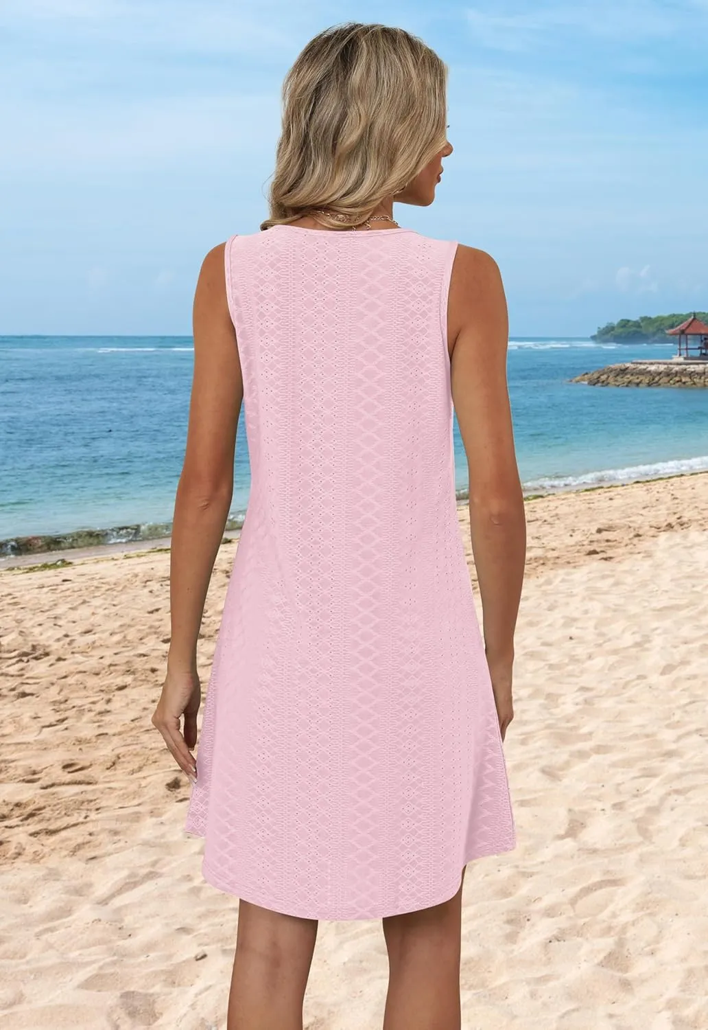 Aokosor Womens Summer Dresses 2025 Loose V Neck Sleeveless Dress Sundresses Swimsuit Coverup