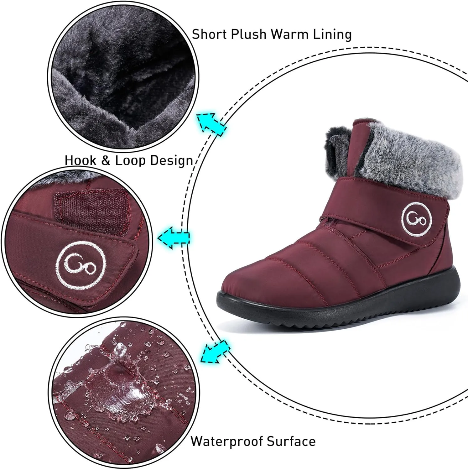 Aomigoct Women Winter Snow Boots: Fur Lined Warm Slip On Boots for Women Waterproof Booties Comfortable Outdoor
