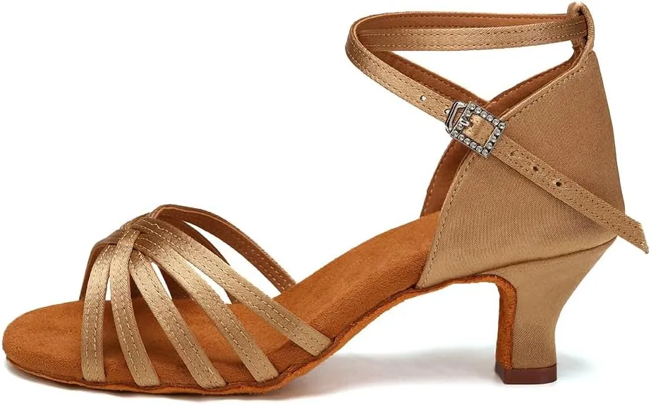 AOQUNFS Women's Latin Dance Shoes Satin Ballroom Salsa Practice Performance Dance Shoes,GB213