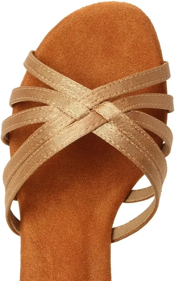 AOQUNFS Women's Latin Dance Shoes Satin Ballroom Salsa Practice Performance Dance Shoes,GB213