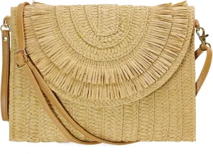Aovtero Straw Clutch Purse Women Crossbody Bag Summer Beach Shoulder Bags Envelope Wallet Handbags