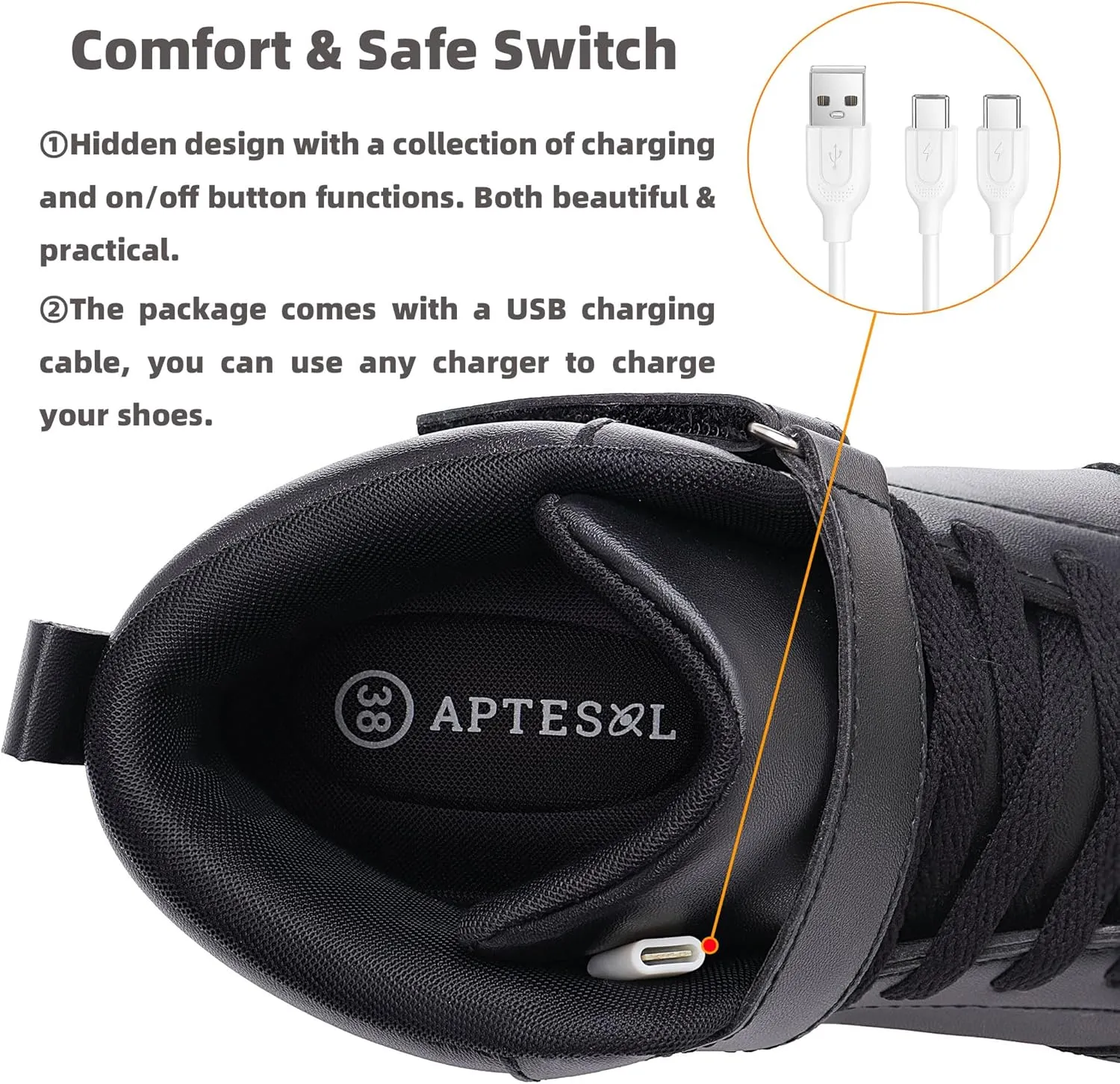 APTESOL Kids LED Light Up Shoes with Adjustable Hook & Loop - Rechargeable High Top Flashing Sparkly Luminous Glowing Sneakers, Cool Adorable Light-Up Tenis for Boys Girls