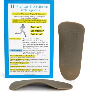 Arch Support | Plantar Fasciitis Relief Shoe Inserts | Heel Pain Relief | Ball of Foot Pain Relief | Slim Design Fits All Shoes (US Shoe Size Men 7-7 1/2 Women 7 1/2 / Size #4)