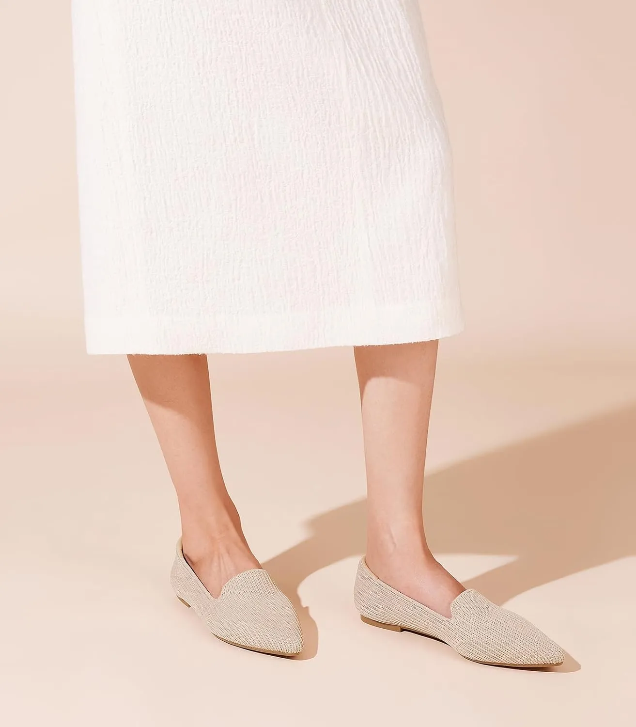 Arromic Women Loafers Flats Comfortable Pointed Toe Loafer Flat Washable Knit Slip On Women Flats for Office Work Casual