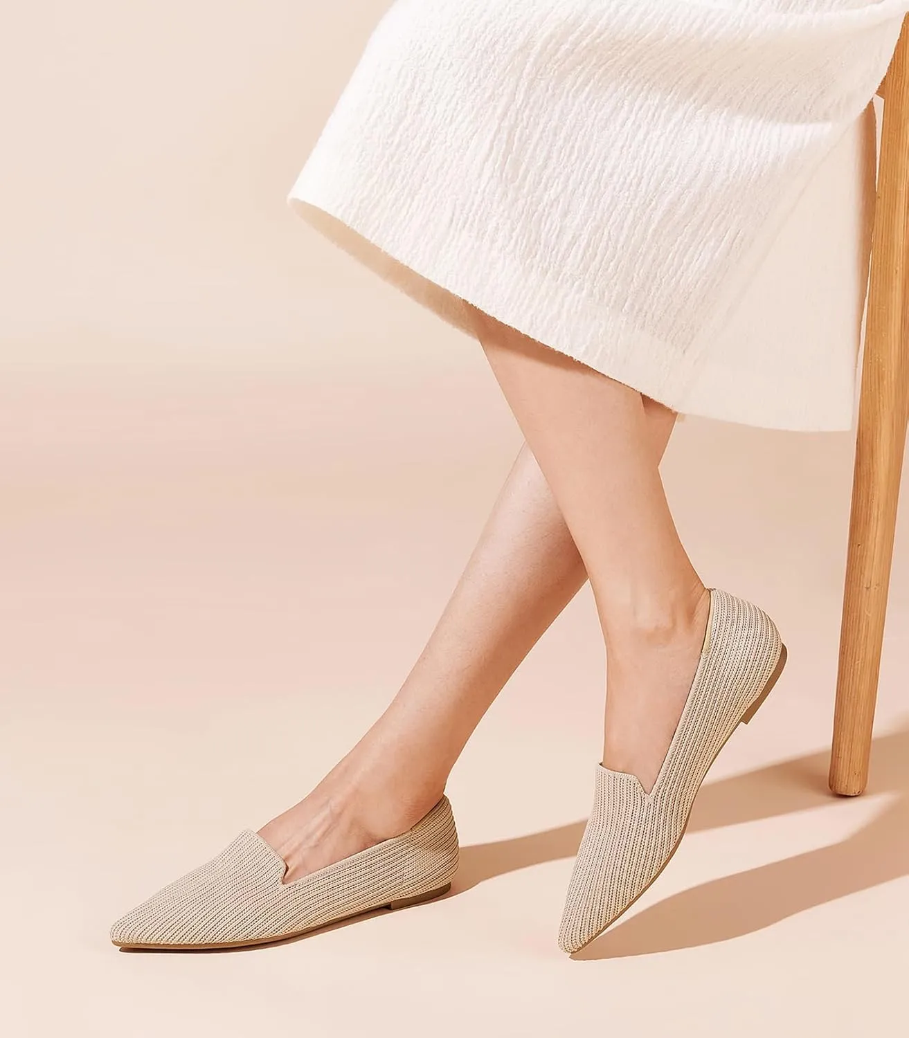 Arromic Women Loafers Flats Comfortable Pointed Toe Loafer Flat Washable Knit Slip On Women Flats for Office Work Casual