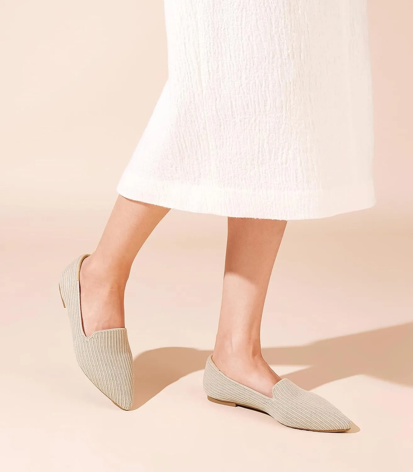 Arromic Women Loafers Flats Comfortable Pointed Toe Loafer Flat Washable Knit Slip On Women Flats for Office Work Casual