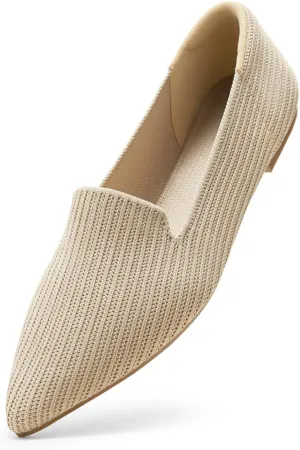Arromic Women Loafers Flats Comfortable Pointed Toe Loafer Flat Washable Knit Slip On Women Flats for Office Work Casual