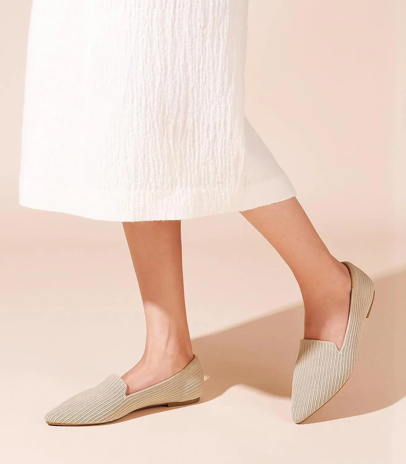 Arromic Women Loafers Flats Comfortable Pointed Toe Loafer Flat Washable Knit Slip On Women Flats for Office Work Casual