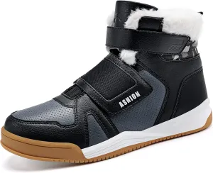 ASHION Kids Snow Boots for Boys Girls Winter High Top Non-Slip Boots Cold Weather Faux Fur Lined Warm Boots