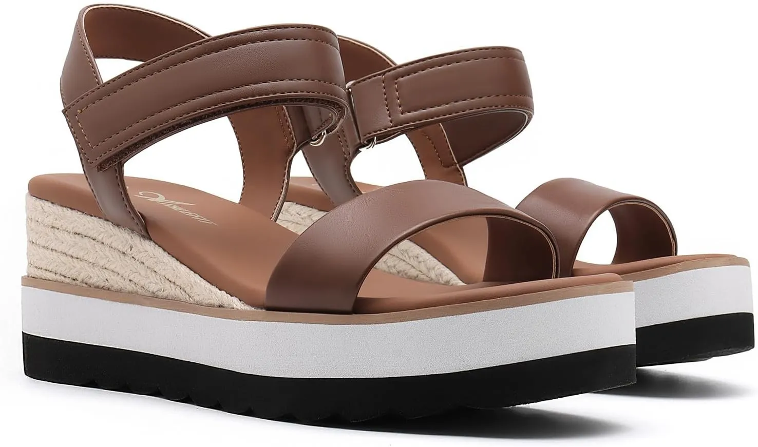 Athlefit Platform Sandals Women Espadrille Wedge Comfortable Ankle Strap Open Toe Sandals for Walking