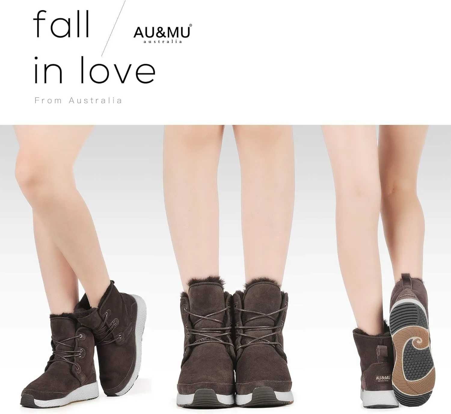 AU&MU Aumu Sheepskin Taurus Metal Buckle Brass Eyelets Suede Upper Laces Winter Snow Boots ……
