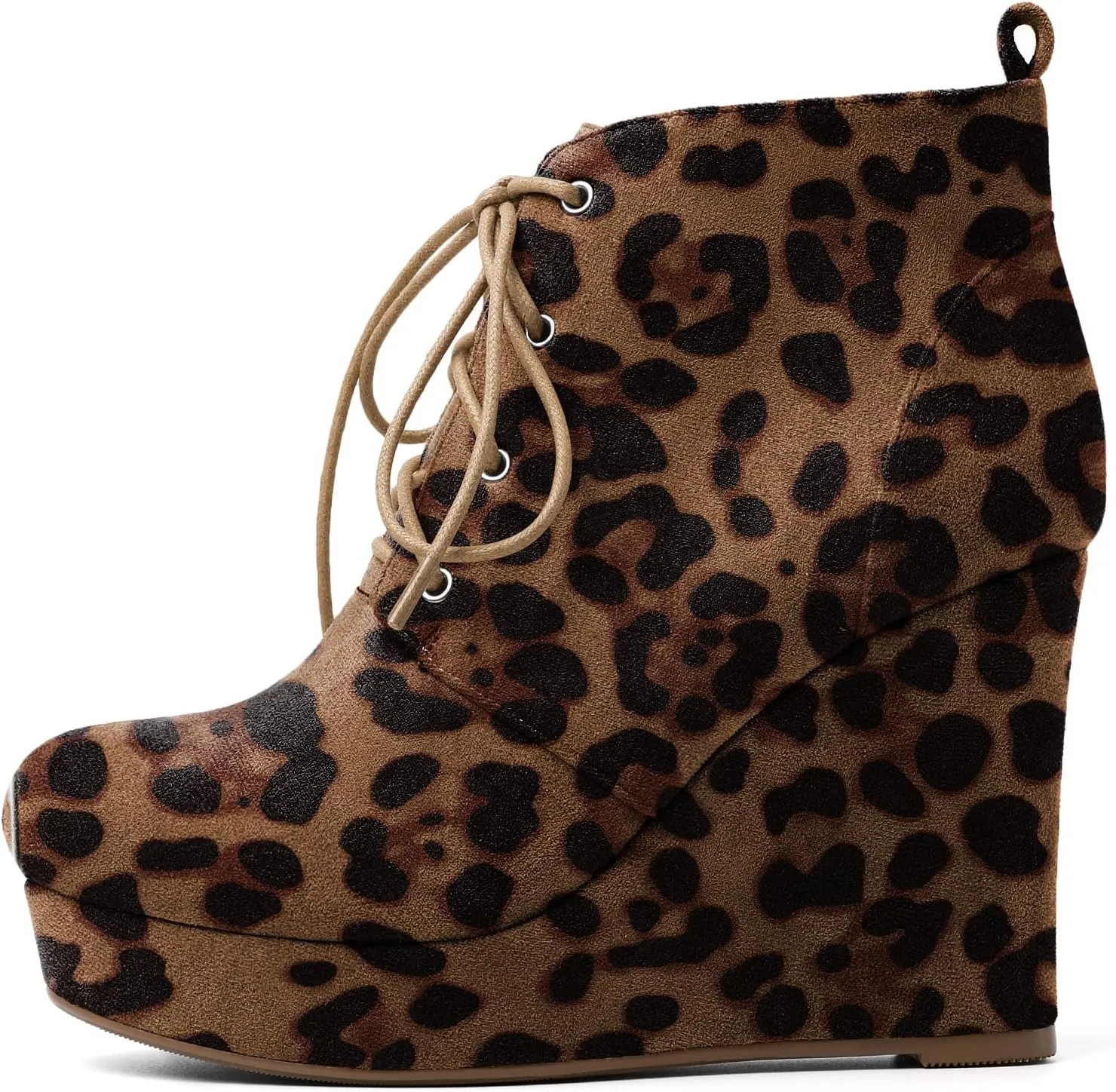 AUMOTED Women's Ankle Boots Wedge Platform Bootie Round Toe Lace up Wedge Heels Boots 4 Inch Warm Boots for Party Evening Shoes