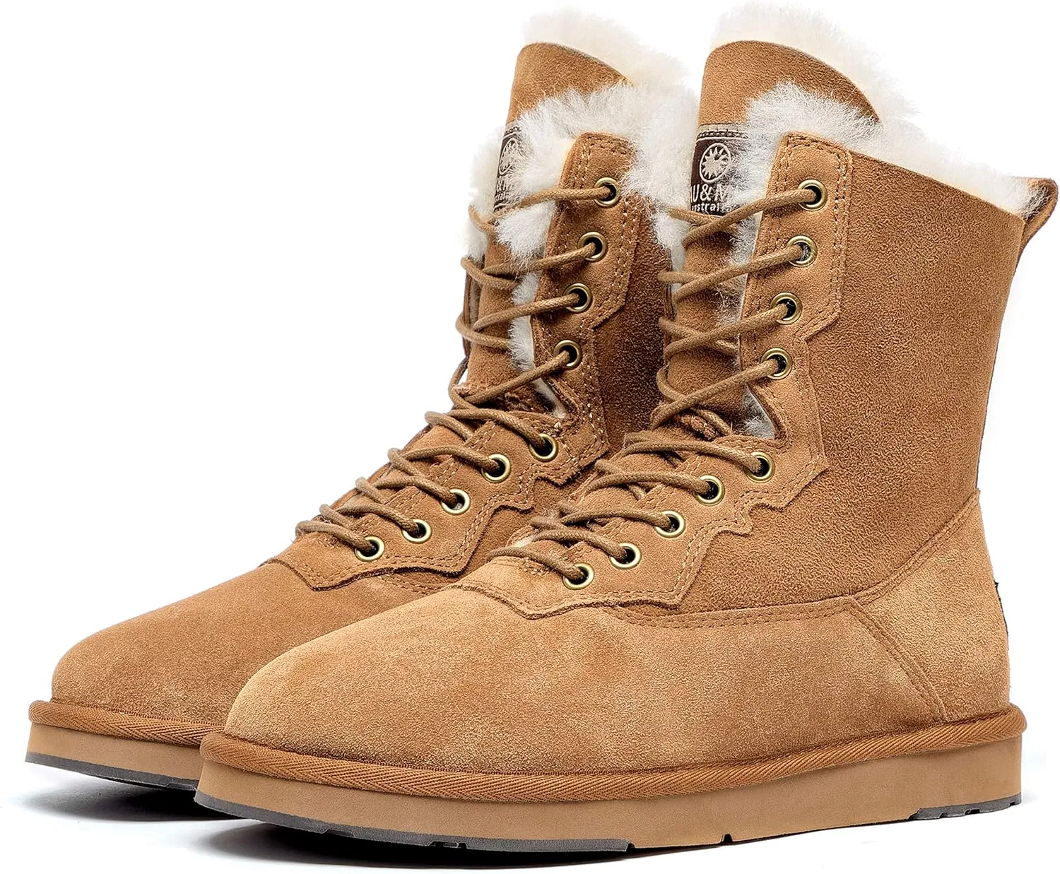 AUMU Women's Classic Casual Style Sheepskin Suede Winter Snow Boots
