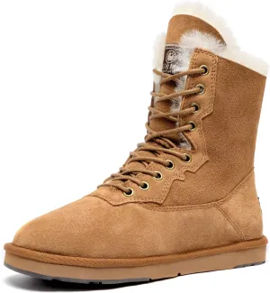 AUMU Women's Classic Casual Style Sheepskin Suede Winter Snow Boots