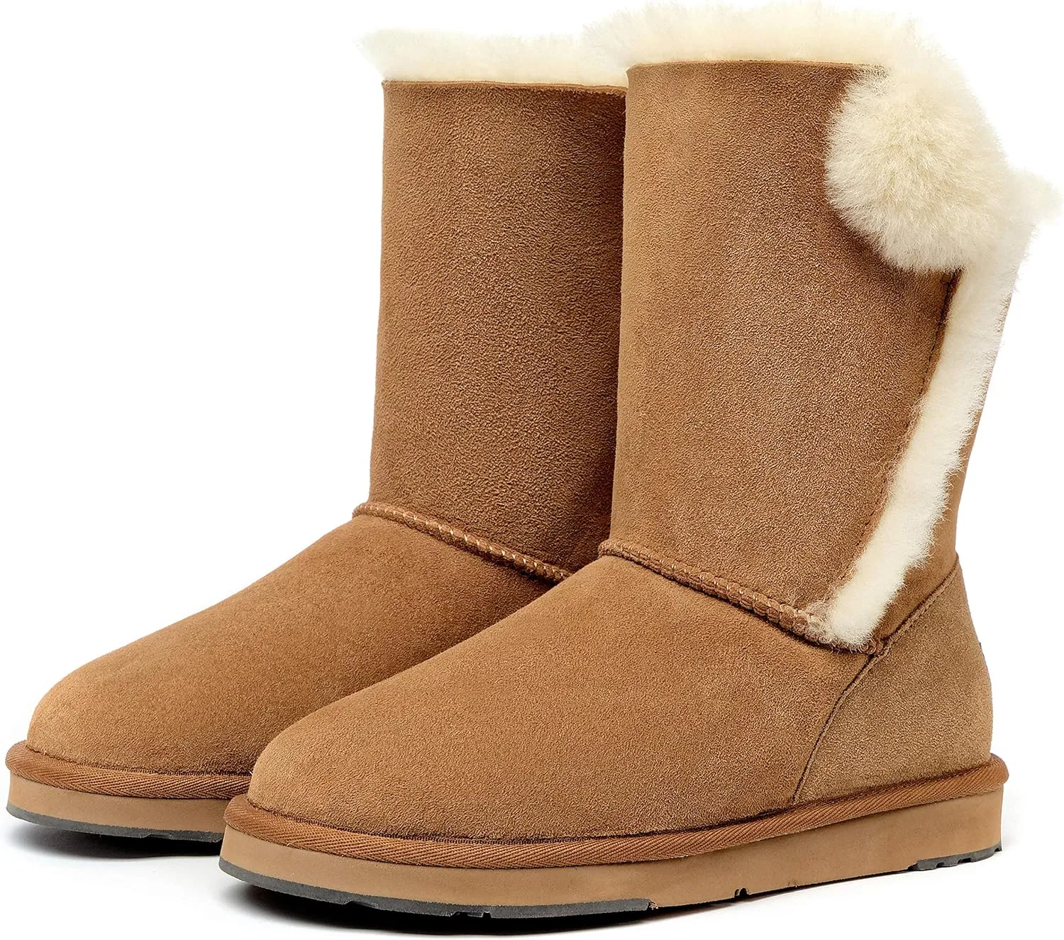 AUMU Women's National Style Matin Classic Style Sheepskin Suede Fashion Snow Warm Boot