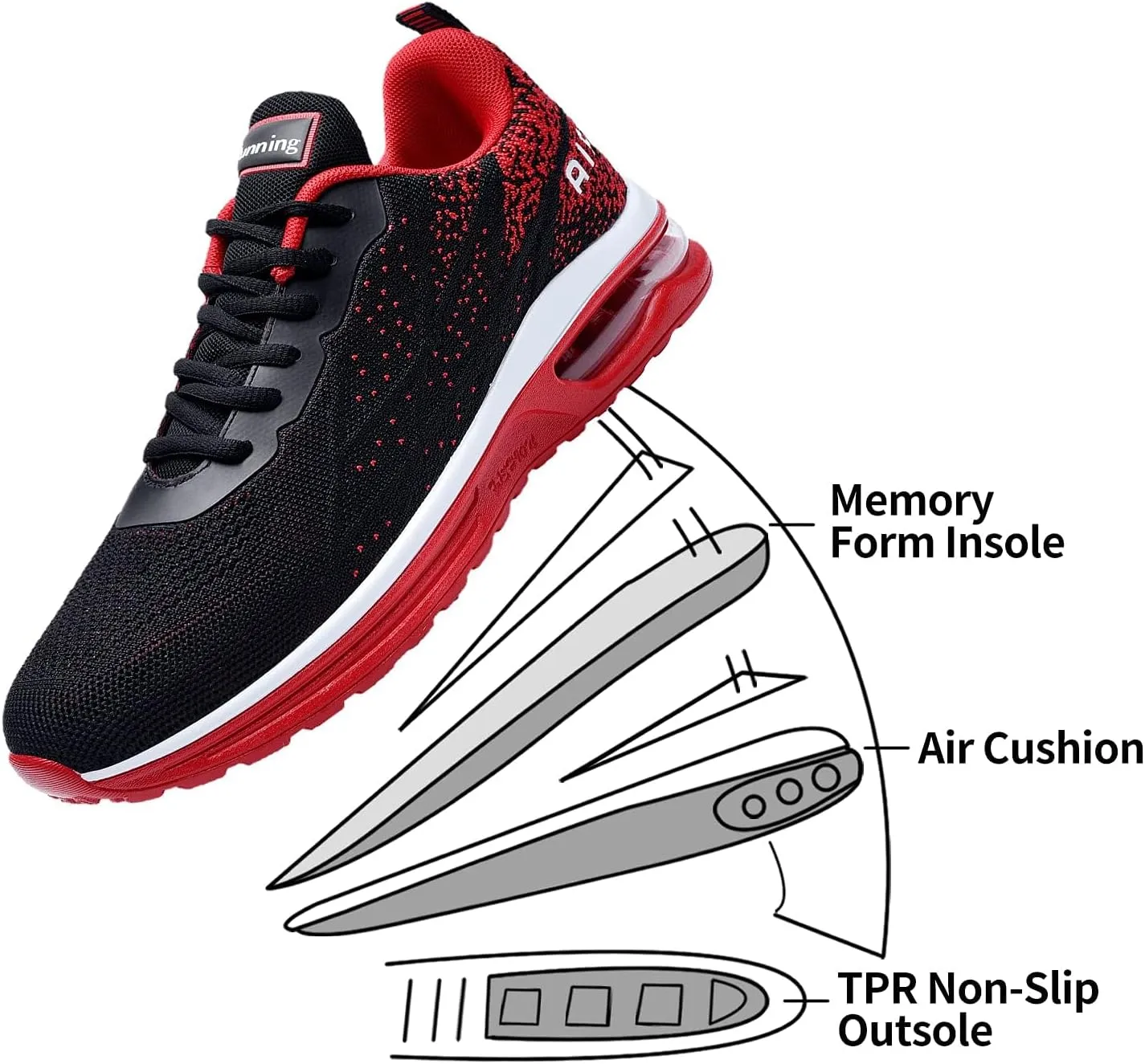 Autper Mens Athletic Running Tennis Shoes Lightweight Sport Gym Jogging Walking Sneakers US 7-US 12.5