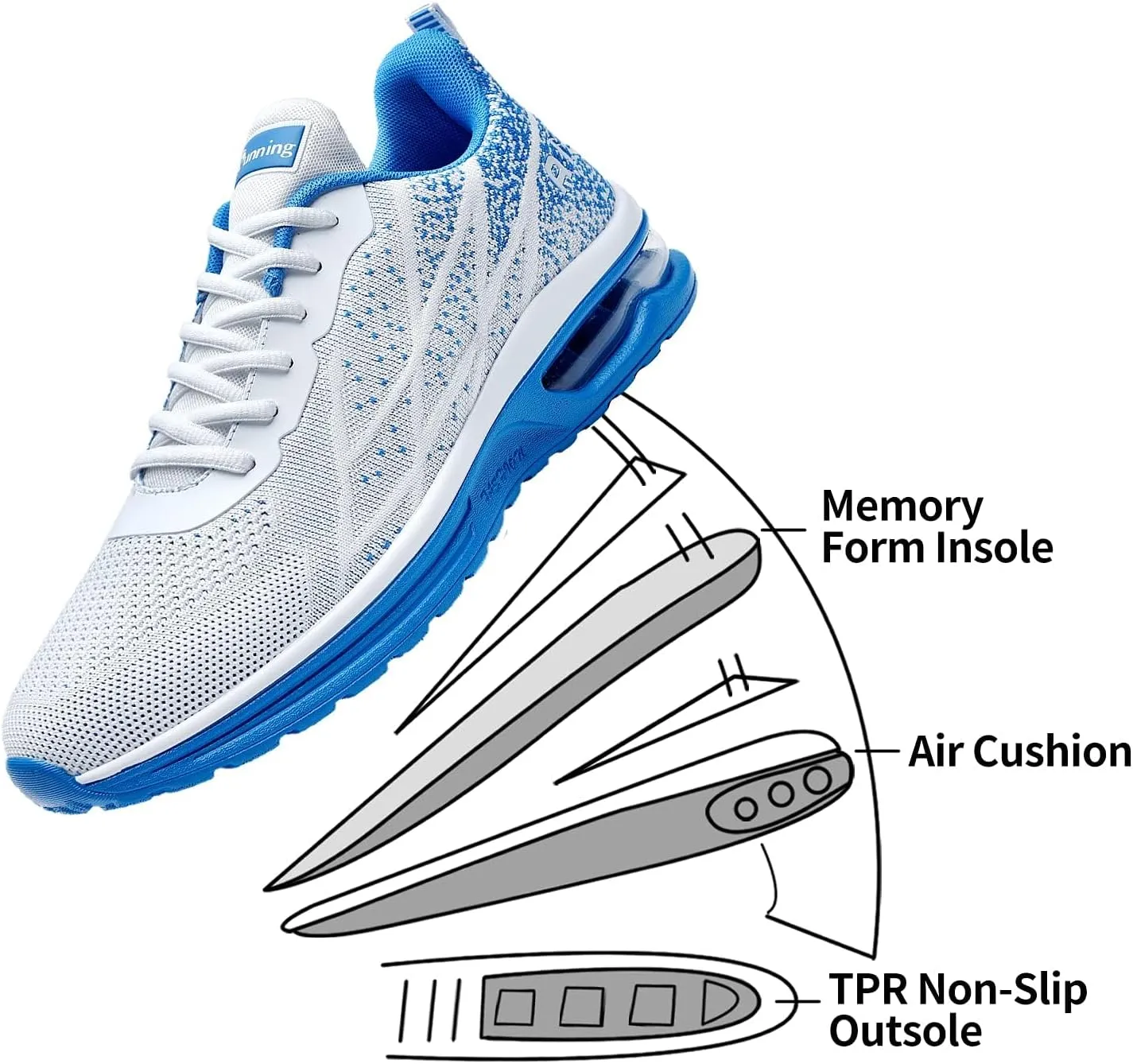 Autper Mens Athletic Running Tennis Shoes Lightweight Sport Gym Jogging Walking Sneakers US 7-US 12.5