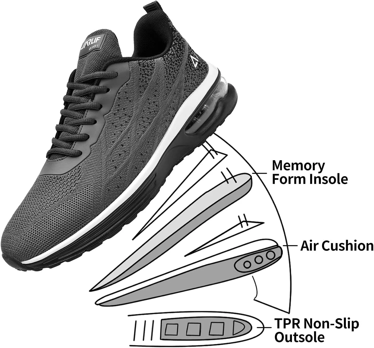 Autper Mens Athletic Running Tennis Shoes Lightweight Sport Gym Jogging Walking Sneakers US 7-US 12.5