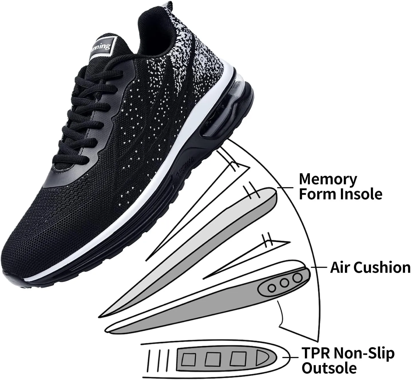 Autper Mens Athletic Running Tennis Shoes Lightweight Sport Gym Jogging Walking Sneakers US 7-US 12.5