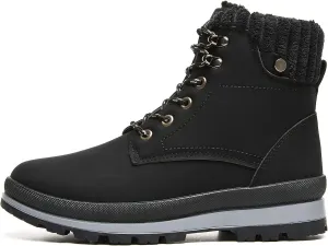 BABUDOG Womens Waterproof Ankle Boots for Outdoor (Non Slip Outsole),Fashion Combat Boots with Side Zipper,Warm Fur Lined Winter Snow Boots