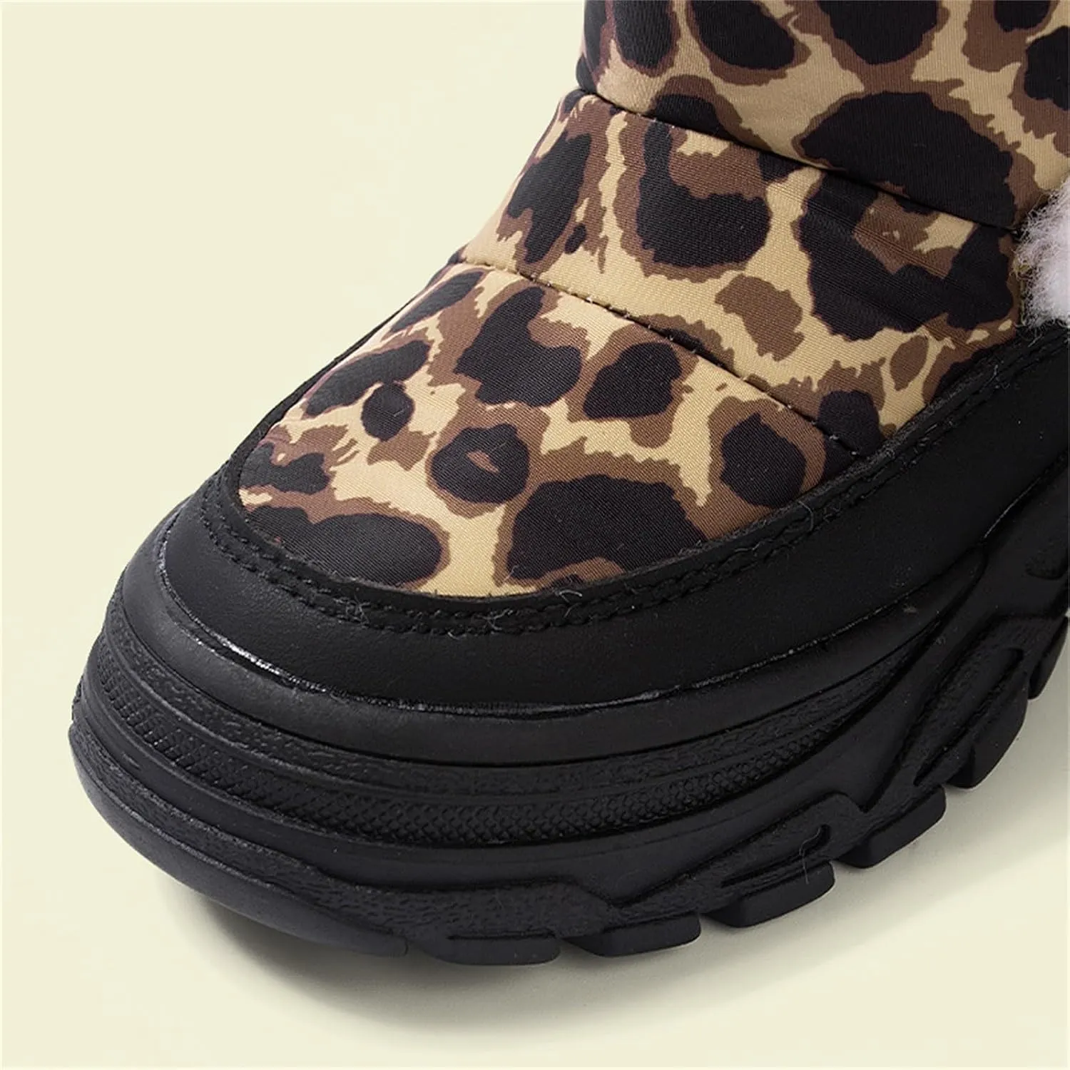 Baby Boys Girls Leopard Winter Warm Cozy Shoes Fleece Snow Boots Toddler Infant Non-Slip Faux F𝘂r Walking Booties