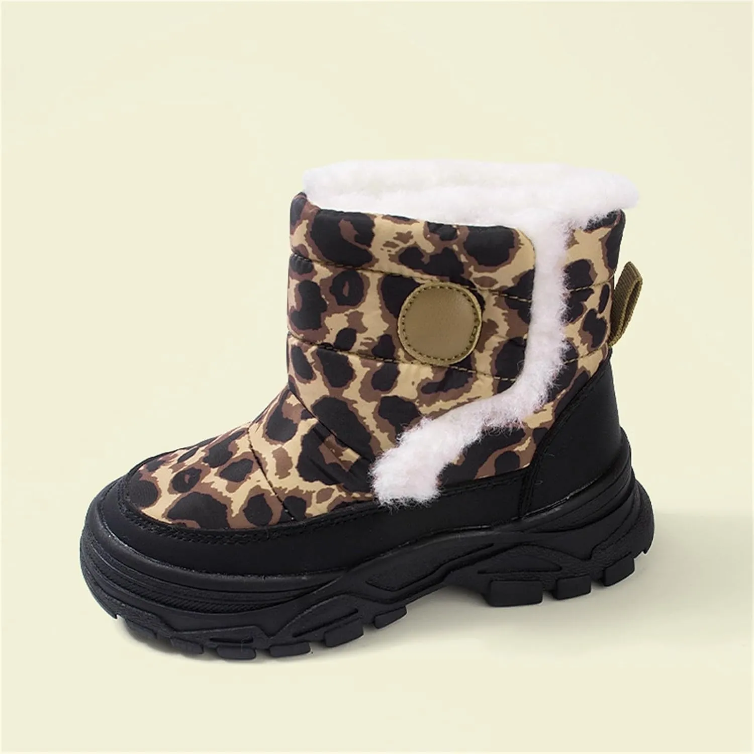 Baby Boys Girls Leopard Winter Warm Cozy Shoes Fleece Snow Boots Toddler Infant Non-Slip Faux F𝘂r Walking Booties