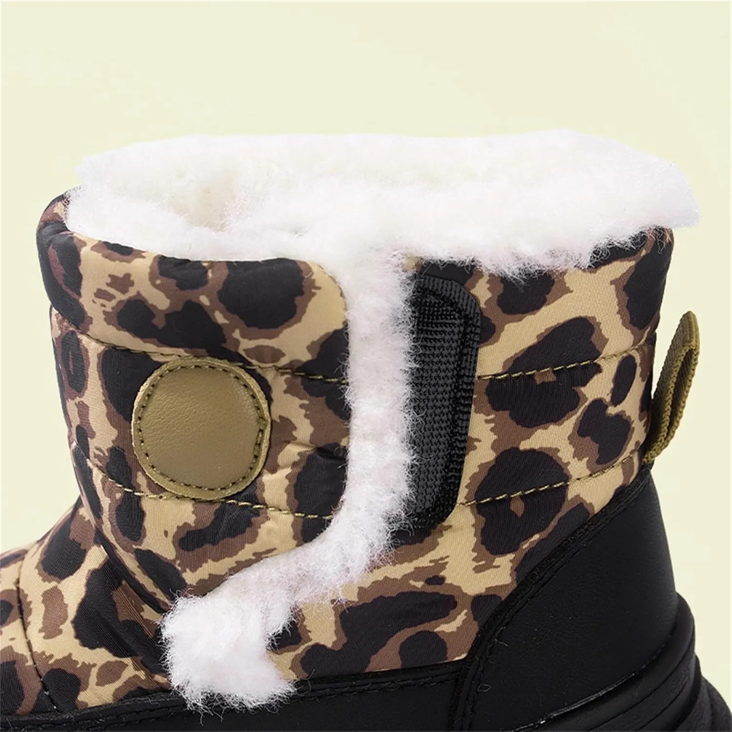 Baby Boys Girls Leopard Winter Warm Cozy Shoes Fleece Snow Boots Toddler Infant Non-Slip Faux F𝘂r Walking Booties