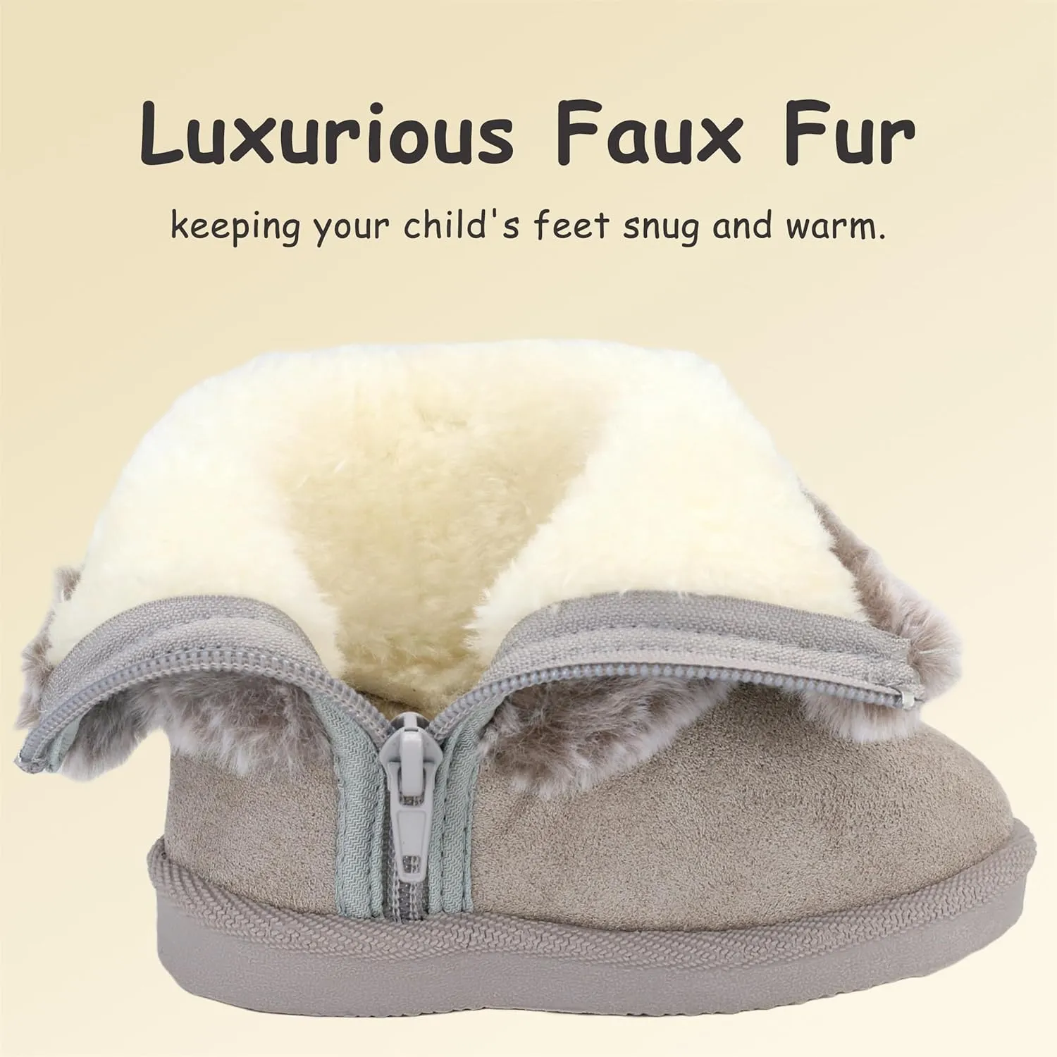 Baby Girls Winter Boots Toddler Kid Fashion Fur Lined Lightweight Warm Snow Boots for Everyday Wear