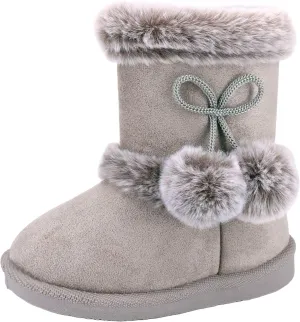 Baby Girls Winter Boots Toddler Kid Fashion Fur Lined Lightweight Warm Snow Boots for Everyday Wear