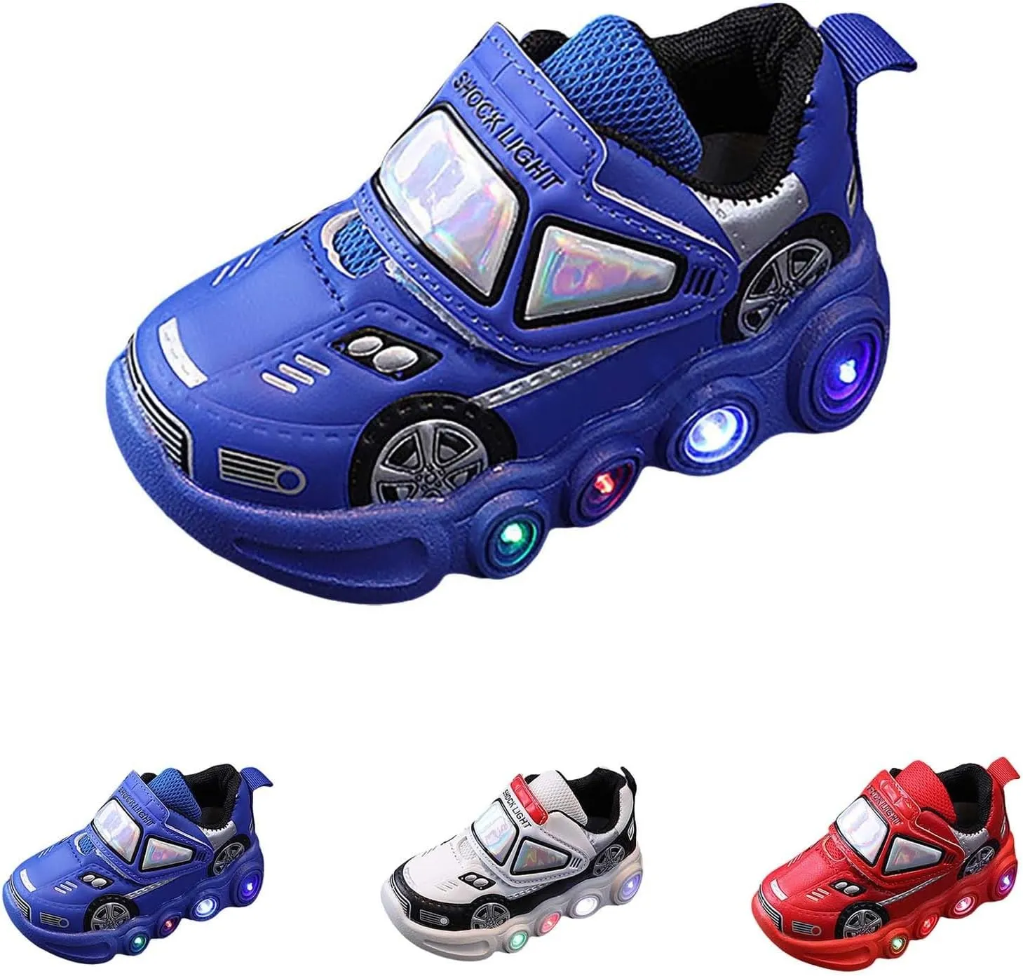 Baby Infant Cartoon Lights up Sneakers Newborn Boys Glitters Leather Soft Sport Shoes Toddler First Walking Non Slip