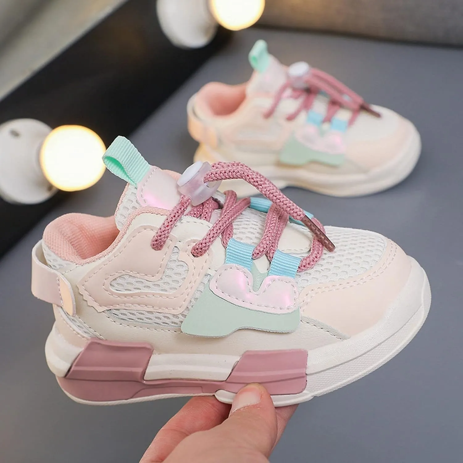 Baby Infant Lace Sneakers Mesh Breathable Padded Sole Non Slip Sport Shoes Toddler Newborn First Walking Casual Shoes