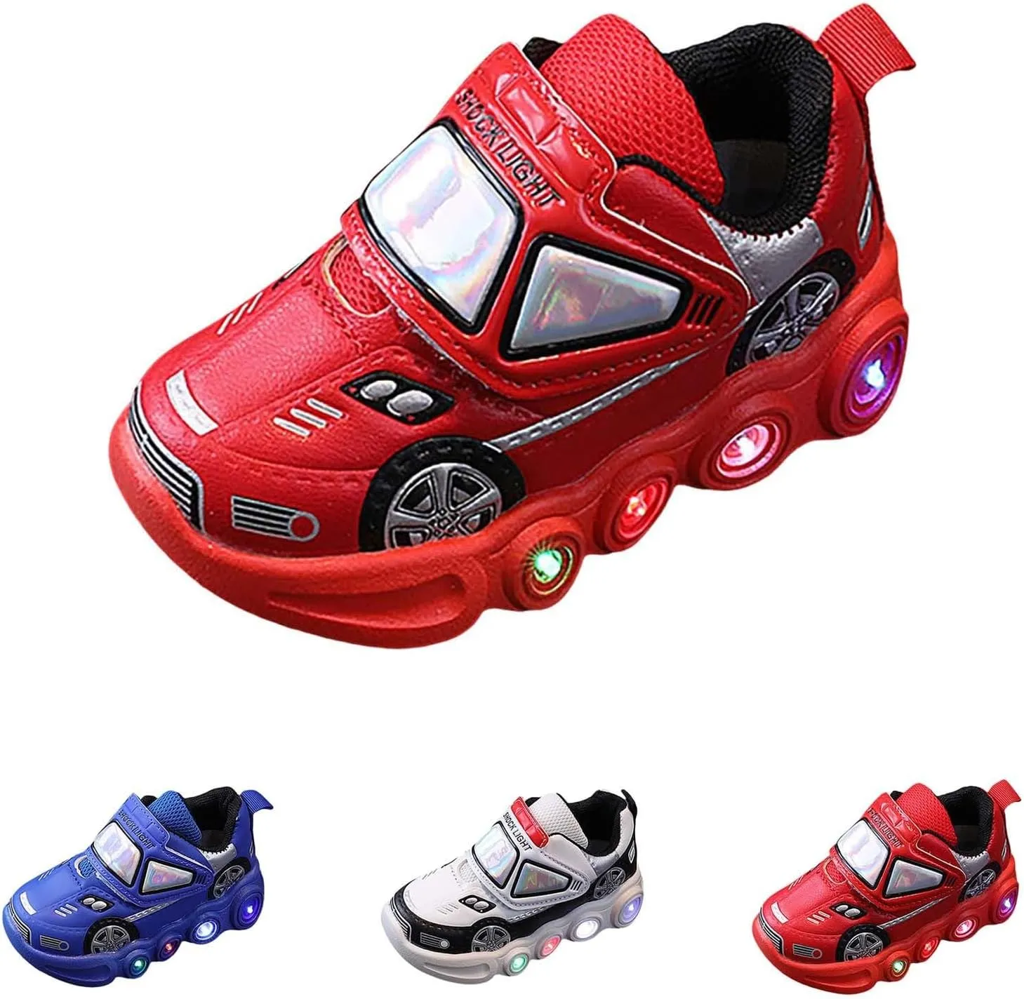 Baby Infant Light up Sneakers Ankle Strap Lightweight Breathable First Walking Sport Shoes Toddler Newborn Casual