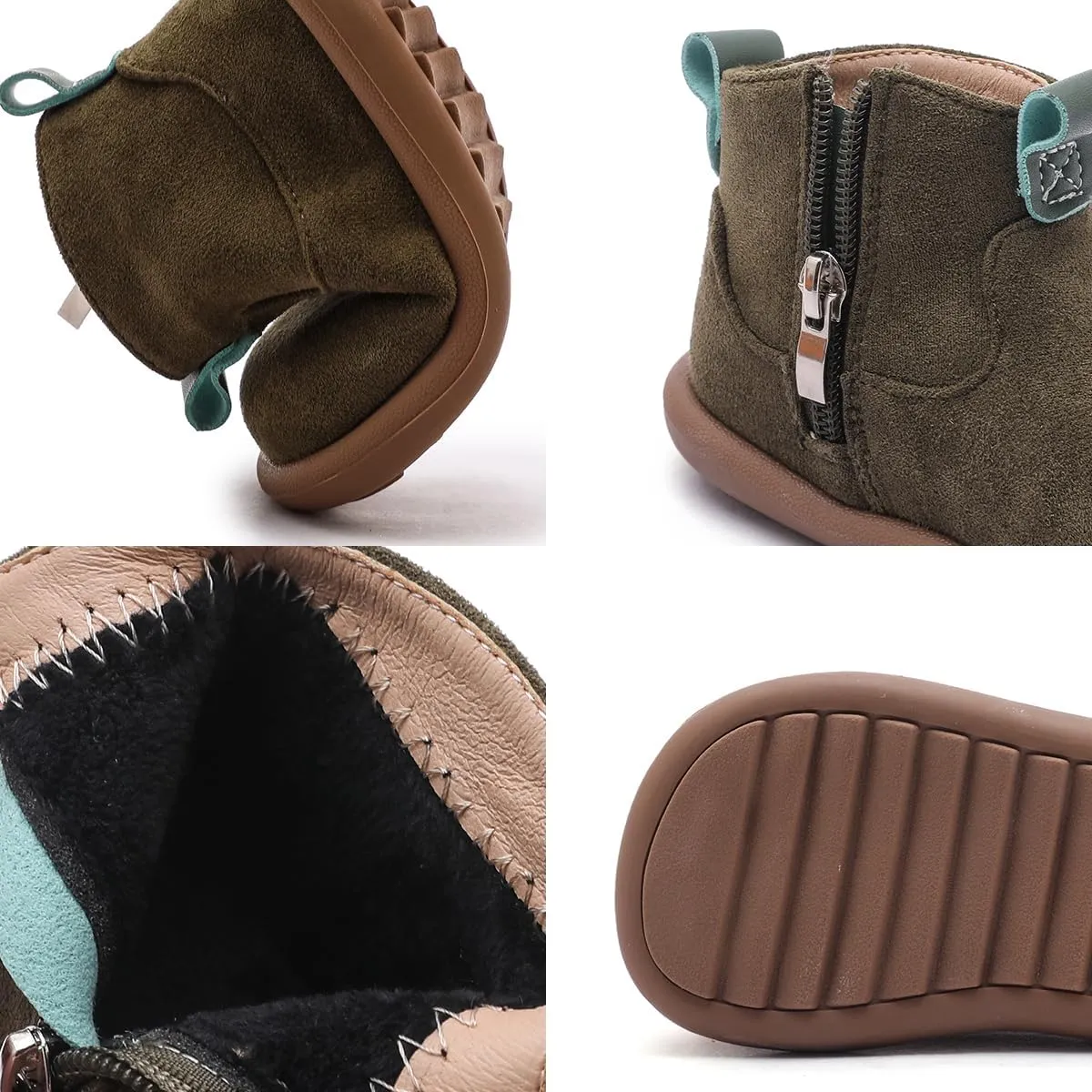 Baby Shoes Suede Zip-Up With Wide Toe Non-Slip Sole Winter Booties for 1-3 Years Olds Toddler Girls Boys Boots