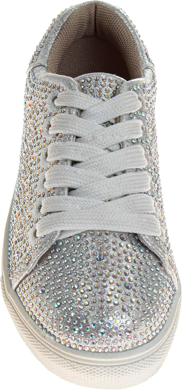 Badgley Mischka Low Top Girl Shoes - Kids Casual Light Sparkly Girls Fashion Sneakers Size Little Kids - Big Kids