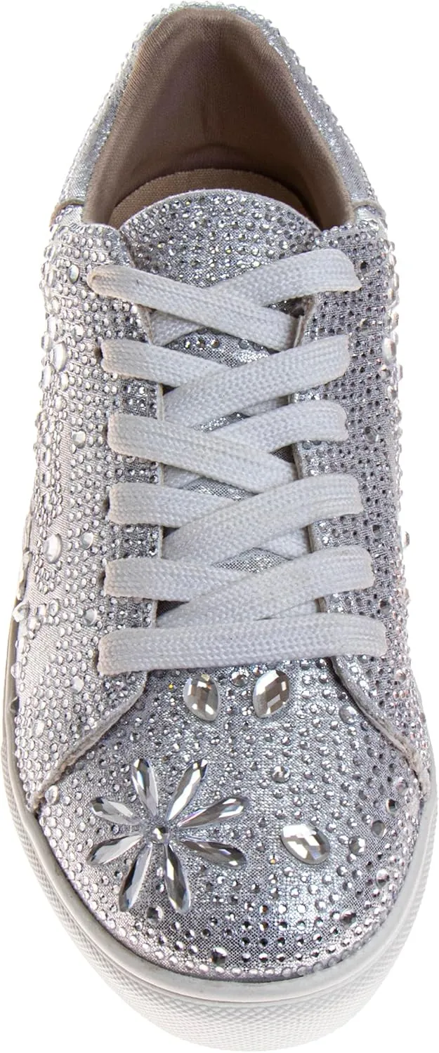 Badgley Mischka Low Top Girl Shoes - Kids Casual Light Sparkly Girls Fashion Sneakers Size Little Kids - Big Kids