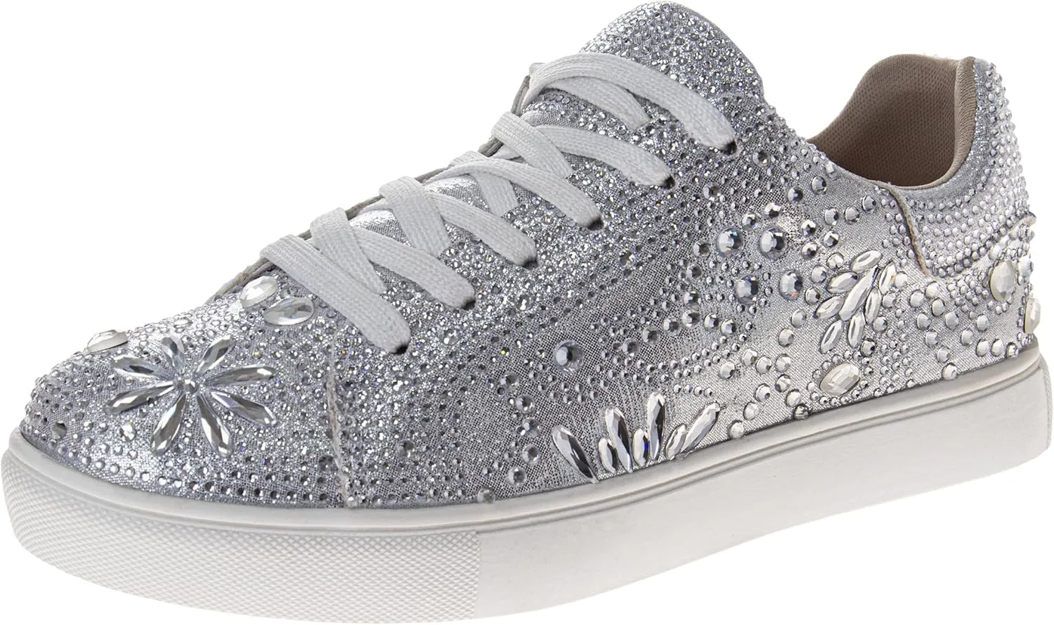 Badgley Mischka Low Top Girl Shoes - Kids Casual Light Sparkly Girls Fashion Sneakers Size Little Kids - Big Kids