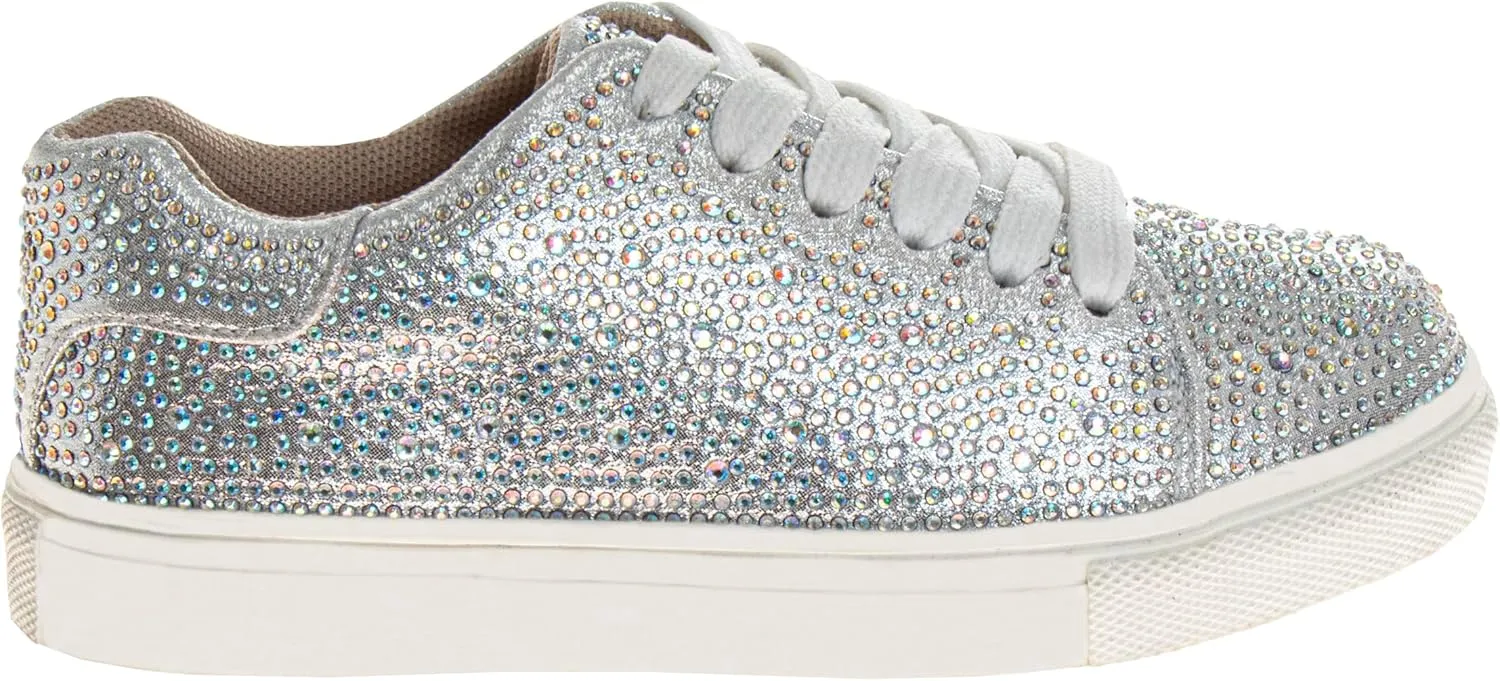 Badgley Mischka Low Top Girl Shoes - Kids Casual Light Sparkly Girls Fashion Sneakers Size Little Kids - Big Kids