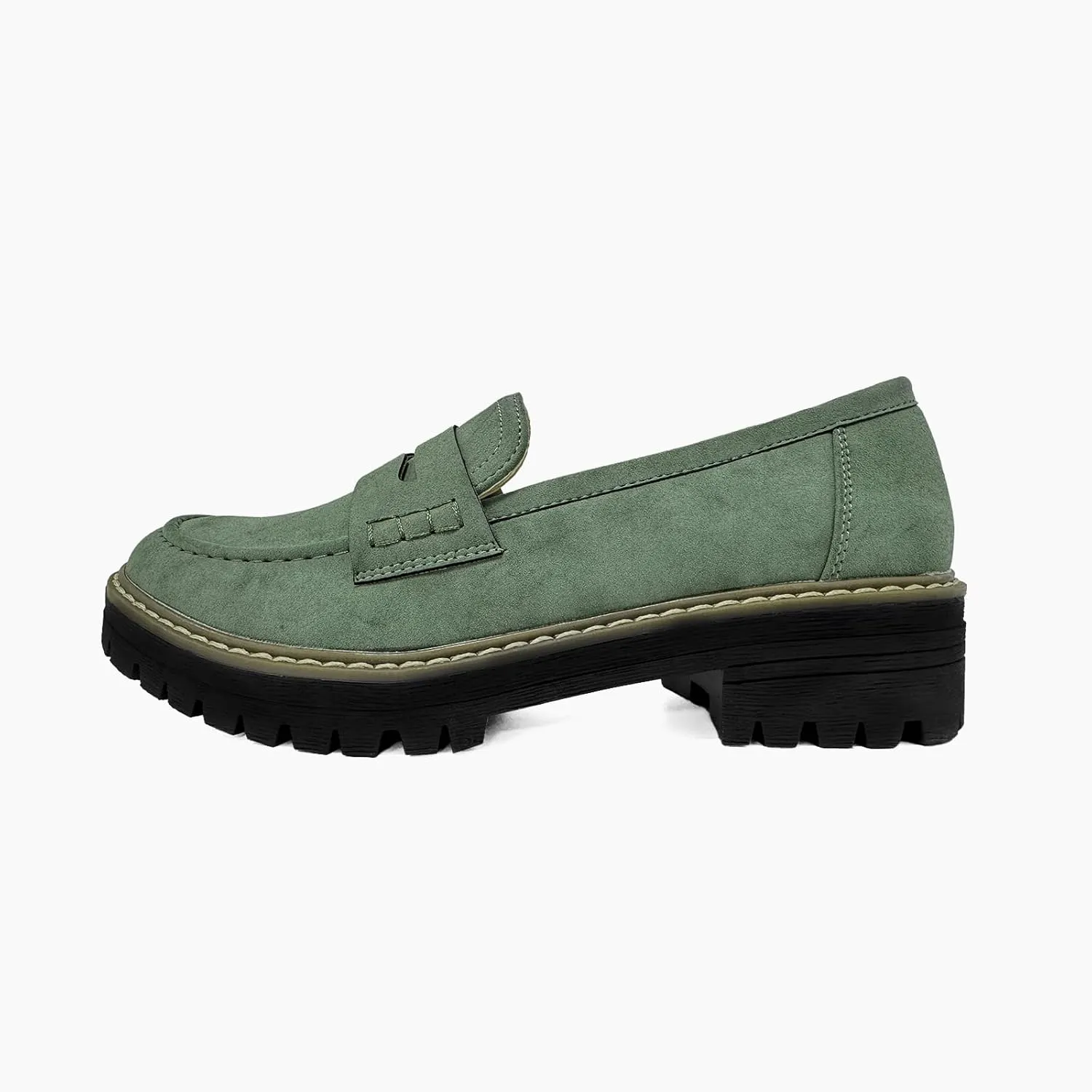 Bandkos Women's Platform Penny Loafers Slip On-Suede Chunky Dress Shoes Casual Business Oxford for Work