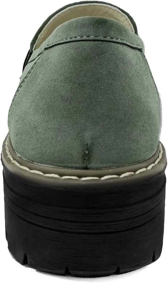 Bandkos Women's Platform Penny Loafers Slip On-Suede Chunky Dress Shoes Casual Business Oxford for Work