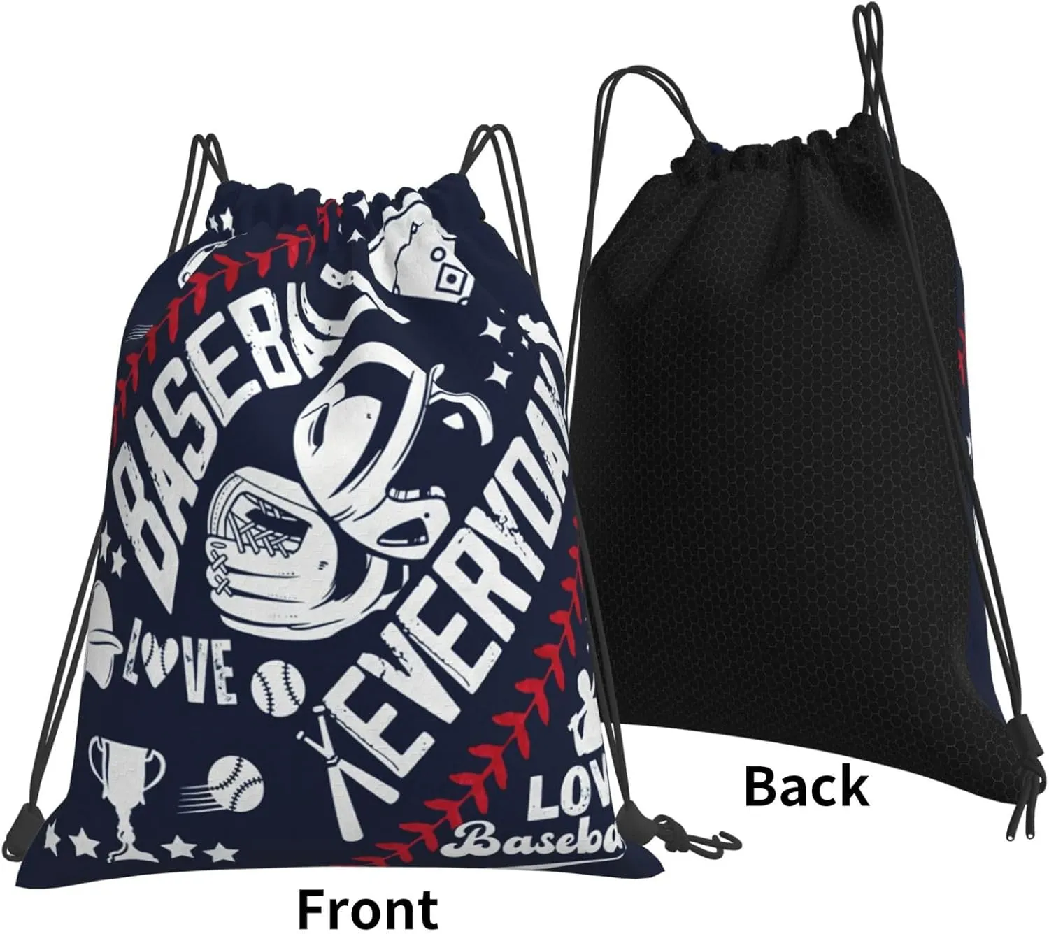 Baseball Lover Drawstring Backpack Waterproof Sports black String Bag Adjustable Lightweight Gym Dance Sackpack for Women Men Boys Girls