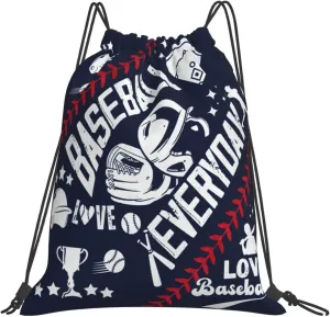 Baseball Lover Drawstring Backpack Waterproof Sports black String Bag Adjustable Lightweight Gym Dance Sackpack for Women Men Boys Girls