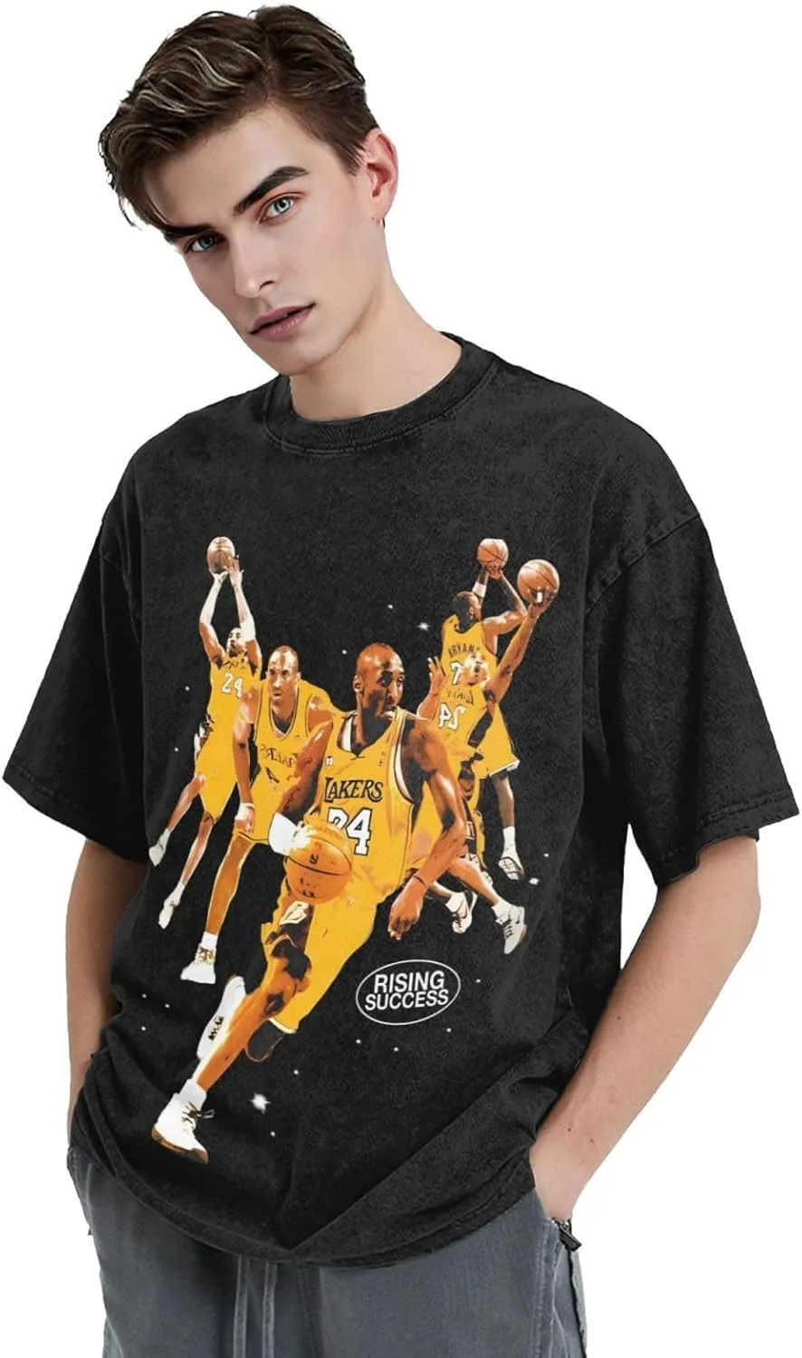 Basketball Fans Adult T-Shirt Retro Graphic Short-Sleeve Cotton Shirt Oversized