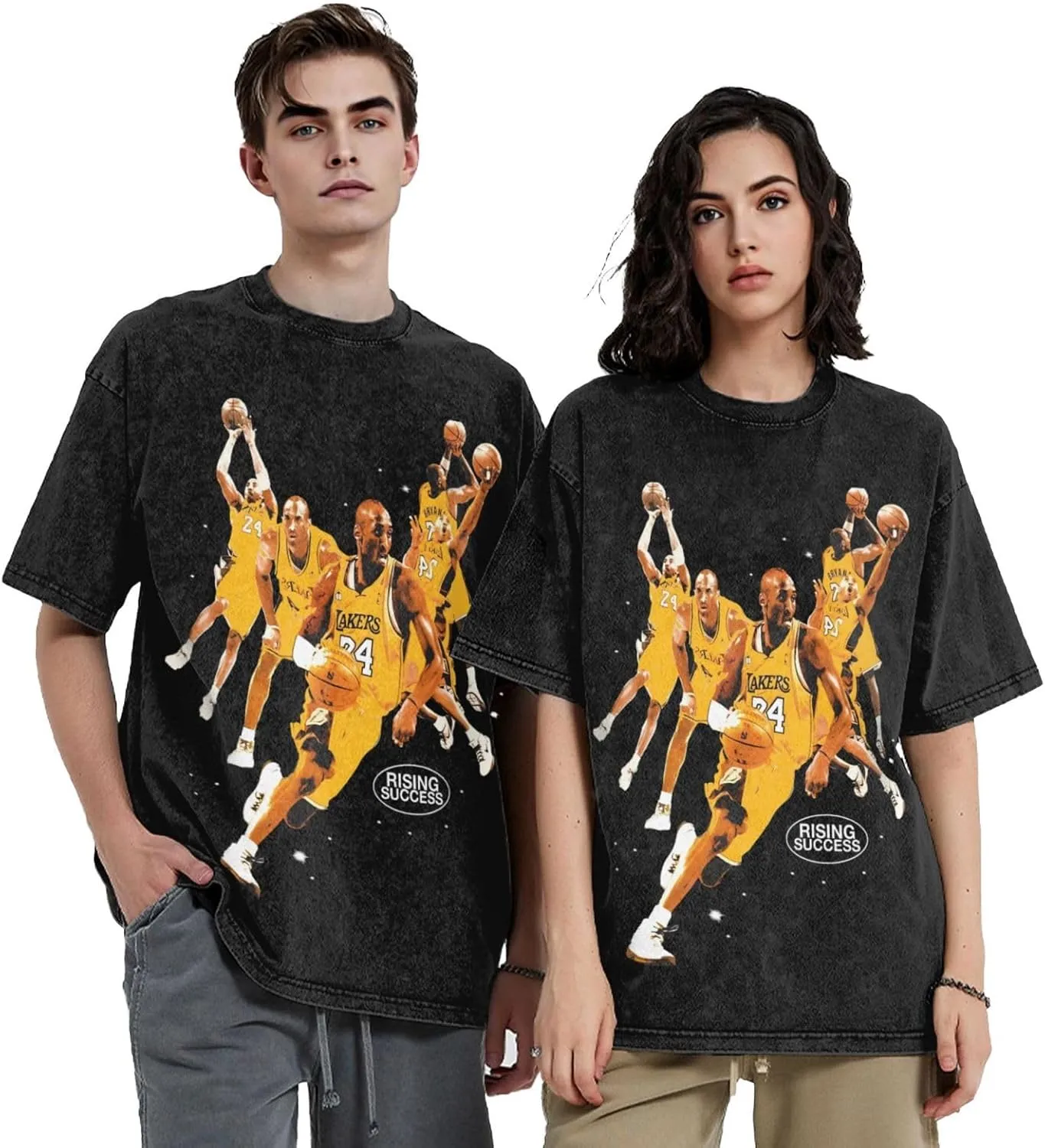 Basketball Fans Adult T-Shirt Retro Graphic Short-Sleeve Cotton Shirt Oversized